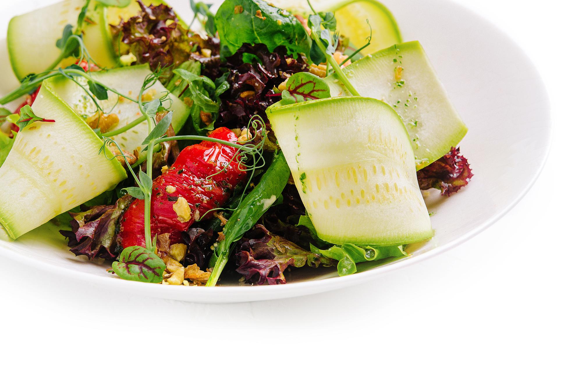 close-up of plated seasonal salad